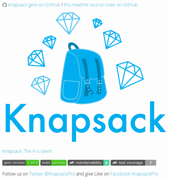 Ruby gem 'Knapsack' logo